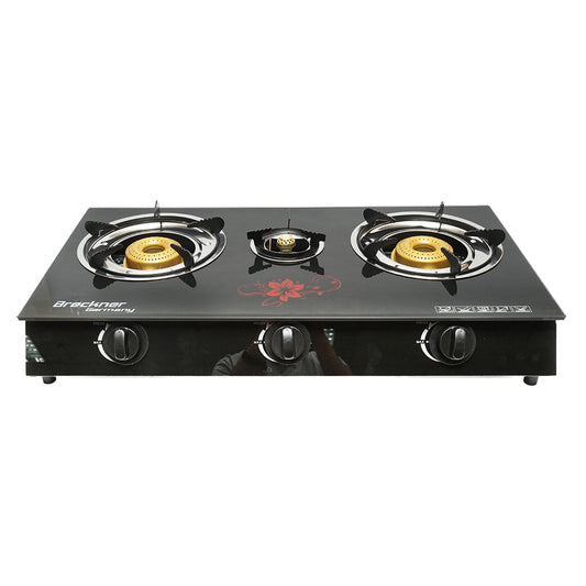 Tűzhely, 3 fémégő 2.5KW, üveg, biztonsági üveg 700x380x94mm Breckner Germany