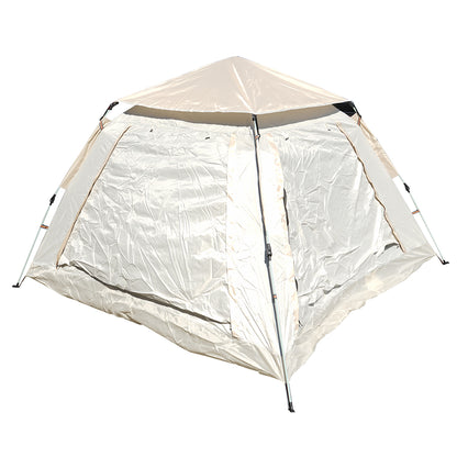 Kemping sátor 2 fő részére, automatikusan összecsukható pop-up, 2 ajtó, 4 részből álló nyílás, rovarháló, vízálló 240x240x155cm