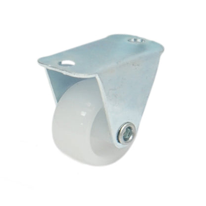 Rögzített kerék 25x14mm fék nélkül, fehér polipropilén, acél lemez 37x19mm 10kg