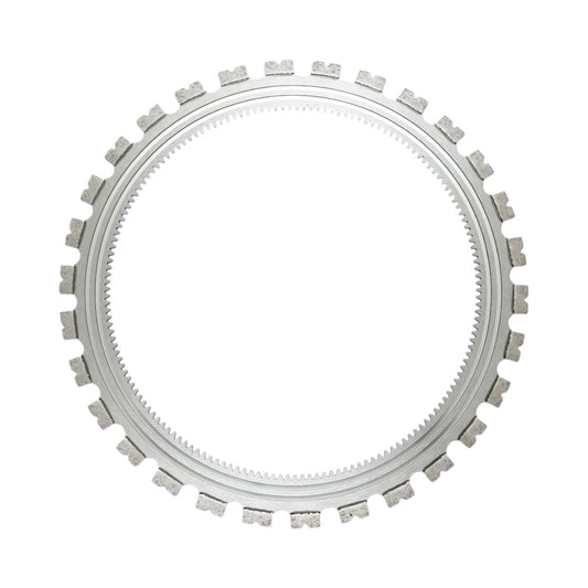 Disc inelar diamantat segmentat 410mm, 30 dinti, caneluri interioare antrenare pentru masina de taiat beton Breckner Germany