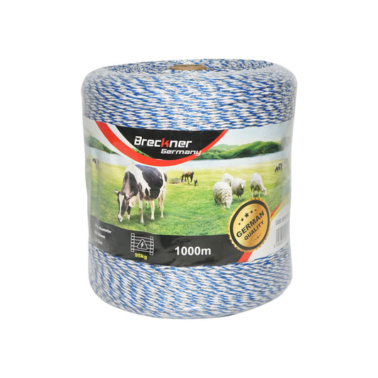 Kék-fehér huzal 2mm 6x0.2mm SS 3.8 Ohm/m, 1000m elektromos kerítés