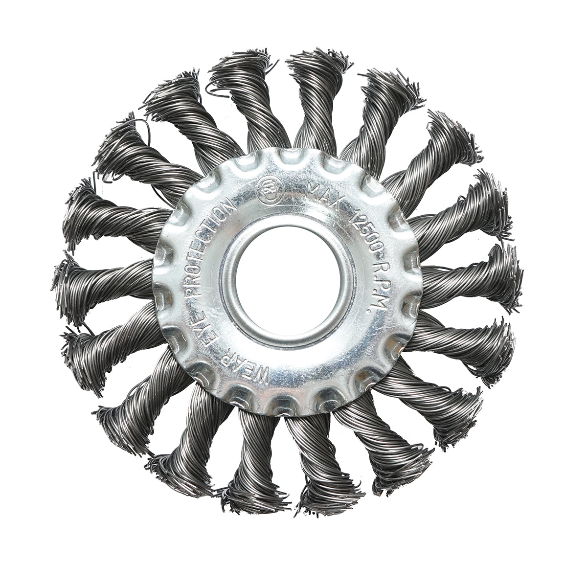 Kör alakú drótkefe 100x22.23mm 0.5mm-es sodrott acélhuzal vas, sárgaréz, festék eltávolításához, fém lerakódások eltávolításához Crownman