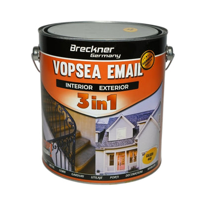 Rozsdagátló zománc festék 3 az 1-ben sárga 440 oldószer alapú 3.5L, közvetlenül a rozsdára, beltéri és kültéri Breckner Germany