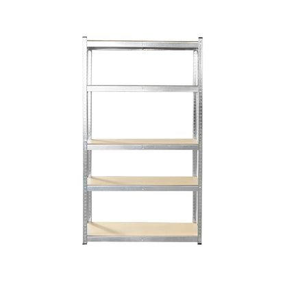 Salgó polc, fém polc, 5 MDF polccal, 180x100x35cm, 250kg/polc, csavar nélküli szerelés, horganyzott