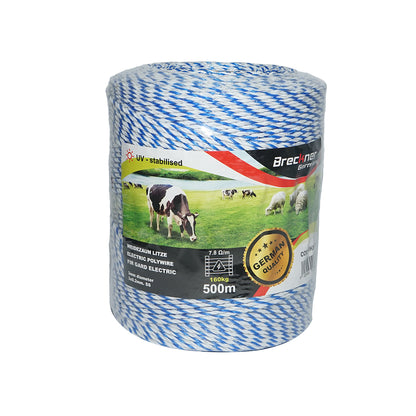 Fehér-kék drót 3mm 3x0.2mm SS, 7,8 Ohm/m, 500m elektromos kerítés Breckner Germany