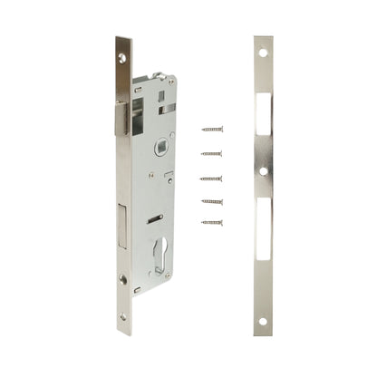 Beépített ajtózár nyelvvel 48x174mm, előlap 16x240mm, szatén nikkel, csavarok mellékelve