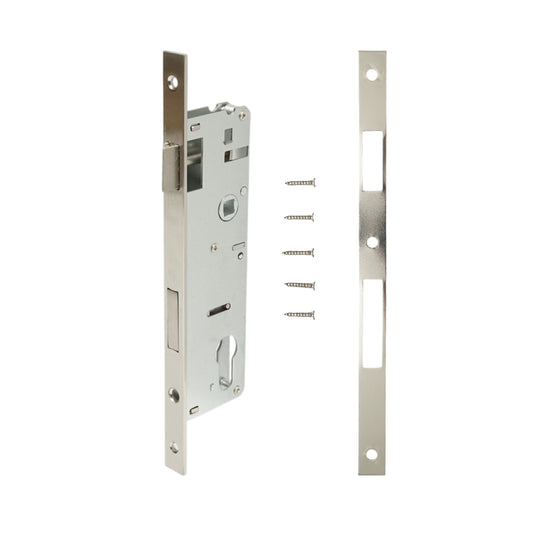Beépített ajtózár nyelvvel 48x174mm, előlap 16x240mm, szatén nikkel, csavarok mellékelve