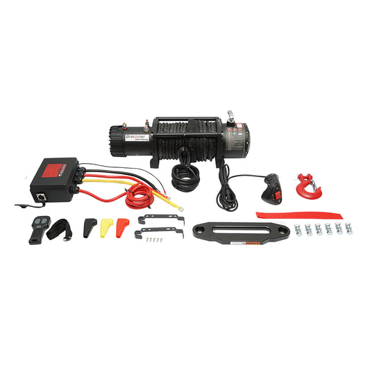 Elektromos csörlő távirányítóval 12V, 6.5hp, 6.1T (13500lbs) szintetikus kábel 9x24m mágnesszelep 400A Breckner Germany