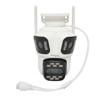 Felügyeleti kamera 4 objektív, 3 objektív 12 MP, 2 CPU kettős vezérlés, P2P WIFI 2.4GHz, PTZ mozgásérzékelővel, színes éjjellátó, AI emberérzékelés és iCSee alkalmazás.
