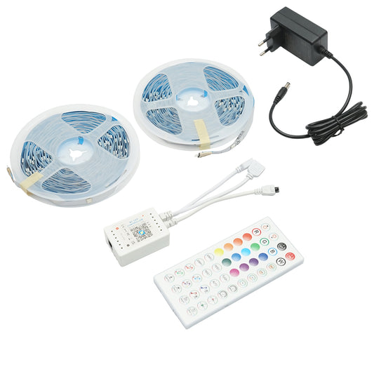 Intelligens LED szalag LED 2x15m, 24V távirányítóval, hangvezérléssel, bluetooth, USB app, 30m RGB IP20 Breckner Germany