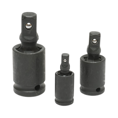 3 db ütőadapter készlet négyszögletes kardáncsuklóval 1/2, 3/8, 1/4 inch Cr-Mo Breckner Germany
