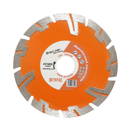 Turbo szegmentált gyémántkorong 125x22.23mm, 8mm szegmens BCA, tégla, esztrich, vasbeton Breckner Germany