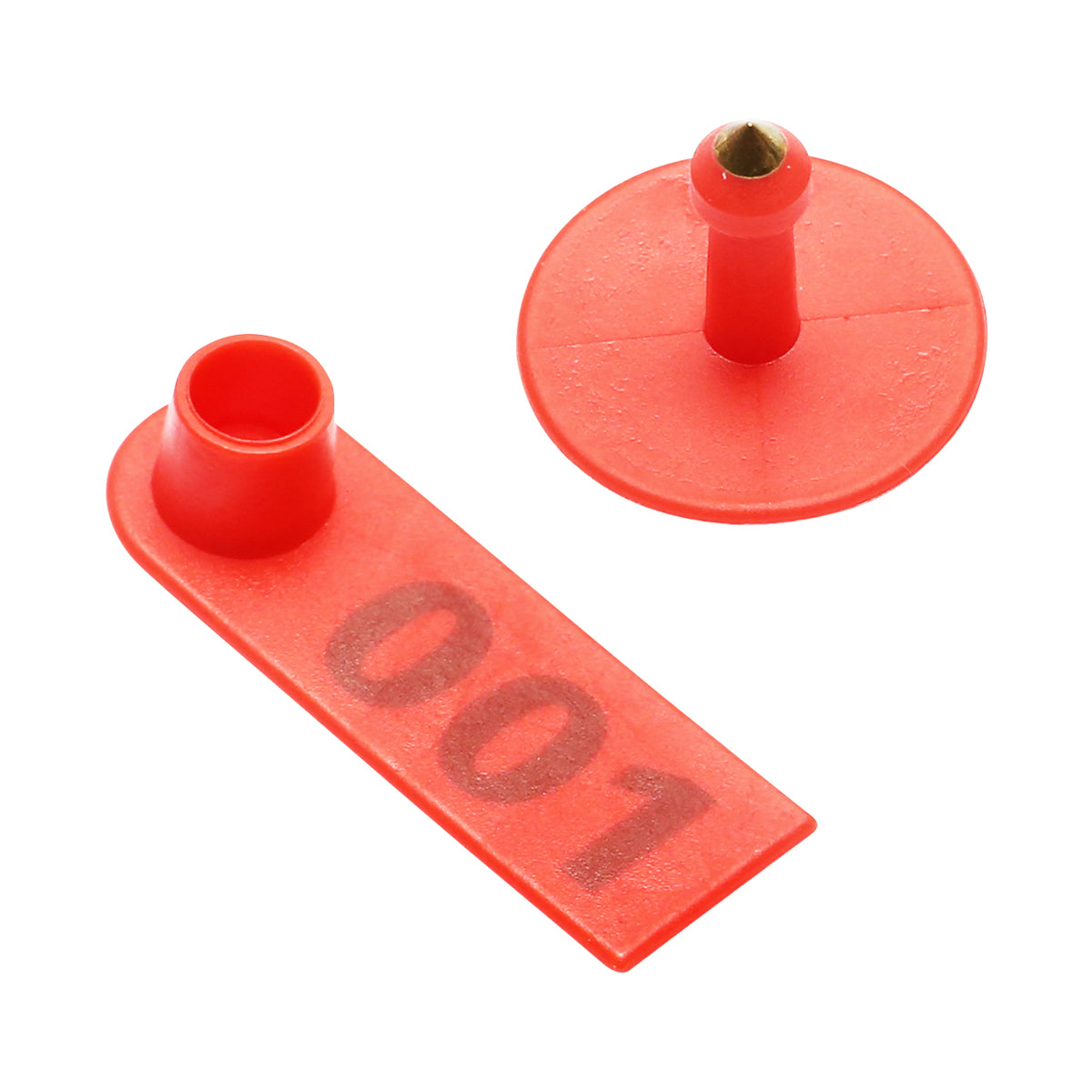 100 darab számozott füljelző készlet 001 -100 piros kecskékhez, juhokhoz Breckner Germany