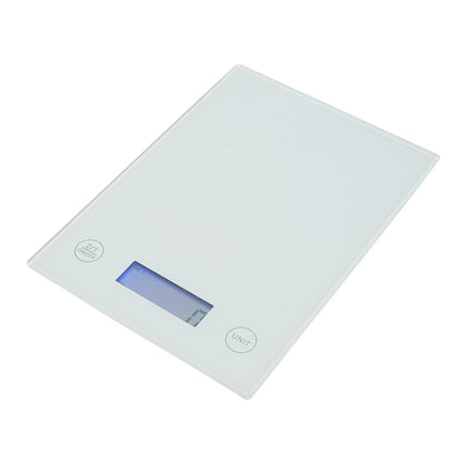 5 kg-os elektronikus konyhai mérleg, tára funkció, biztonsági üveg platform