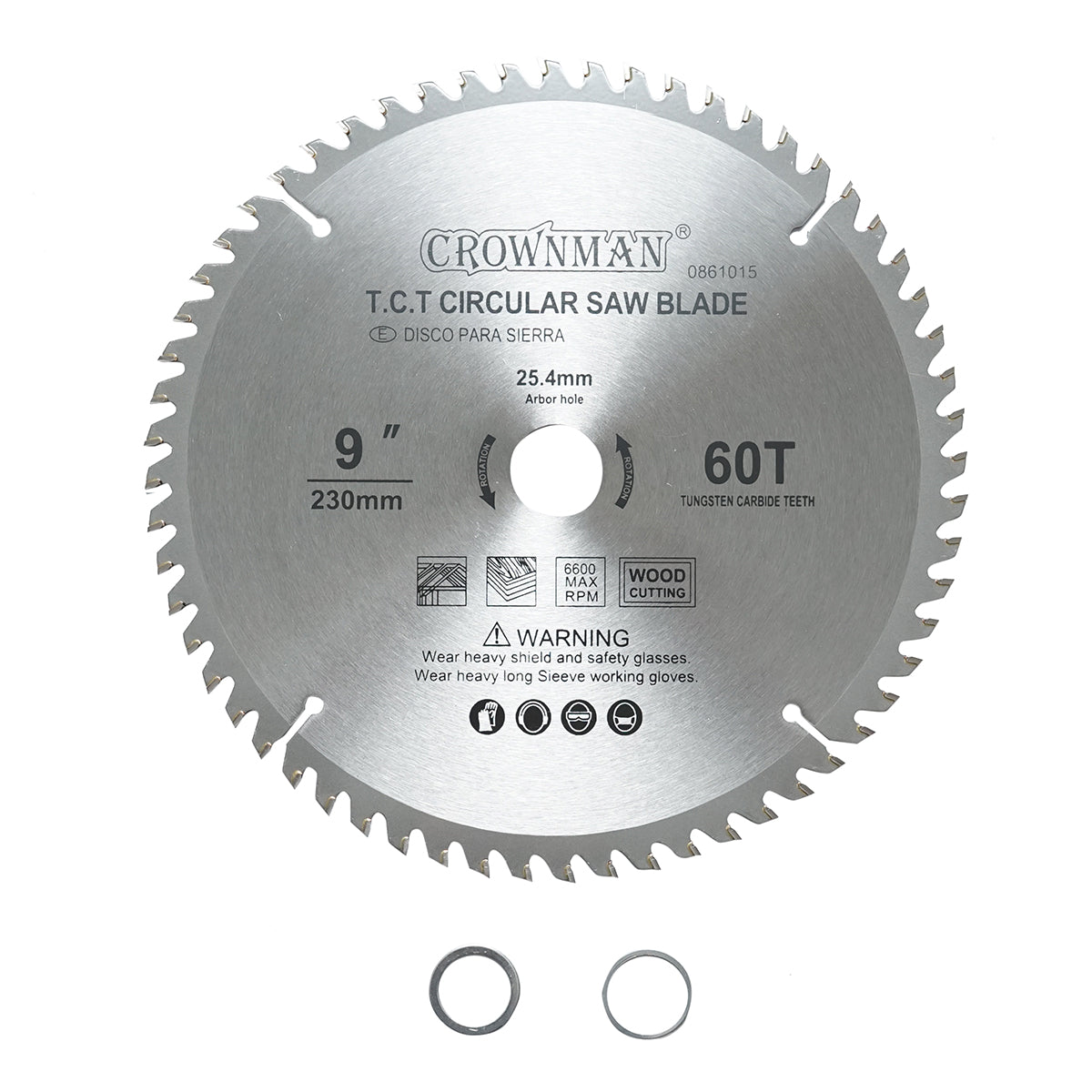 Crownman 230x25,4mm-es körkörös tárcsa fához, max. fordulatszám 6600rpm, 60 fogazat