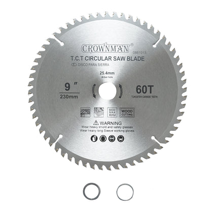 Crownman 230x25,4mm-es körkörös tárcsa fához, max. fordulatszám 6600rpm, 60 fogazat