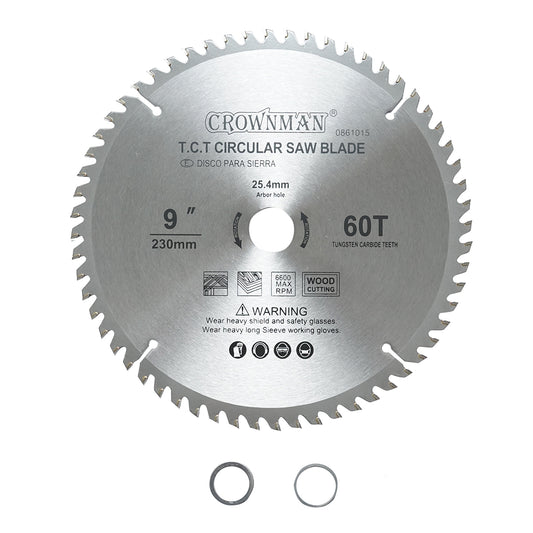 Crownman 230x25,4mm-es körkörös tárcsa fához, max. fordulatszám 6600rpm, 60 fogazat