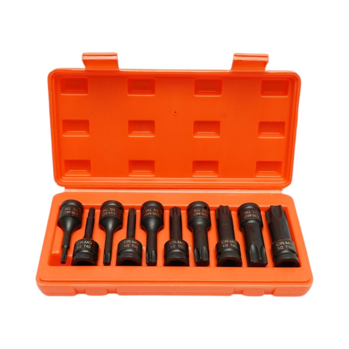 Torx T30-T100 csőkulcskészlet, 1/2 inch négyzet Cr-Mo 10 darab Breckner Germany