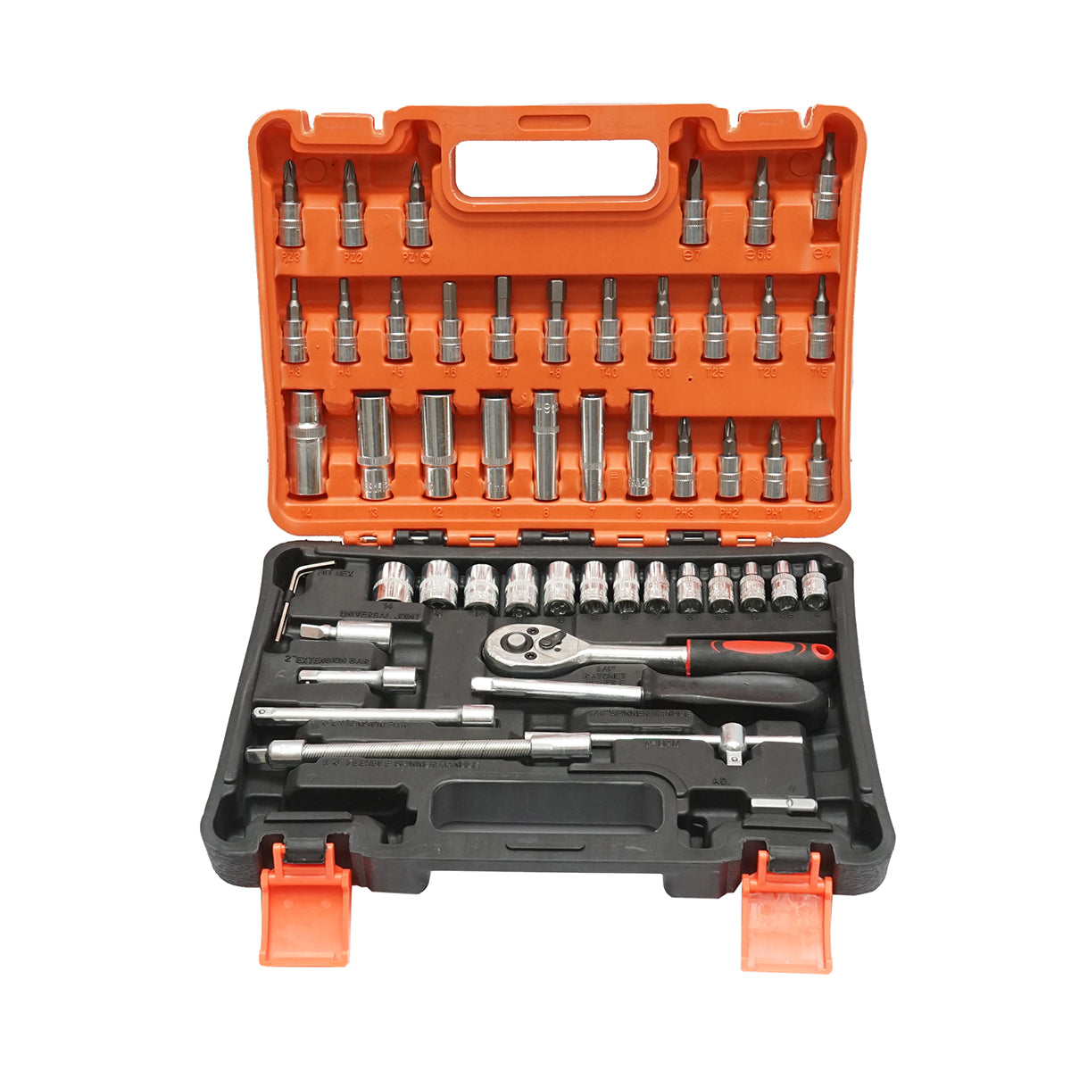 Hosszú és rövid csőkulcsok, bitek, hatlapos, torx, racsnis kulcsok 1/4 inch 53 db Breckner Germany