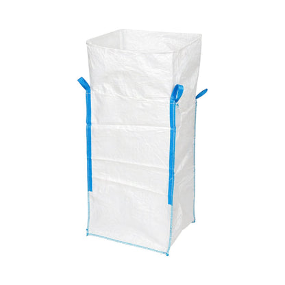 Big bag zsák 95x95x165cm fehér, 1500kg kapacitás, U-Panel típus laminálás nélkül, sík alap, 85cm felső szoknya