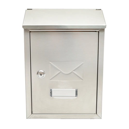 Rozsdamentes acél postaláda 320X230X90mm 2 kulccsal és rögzítő tartozékokkal