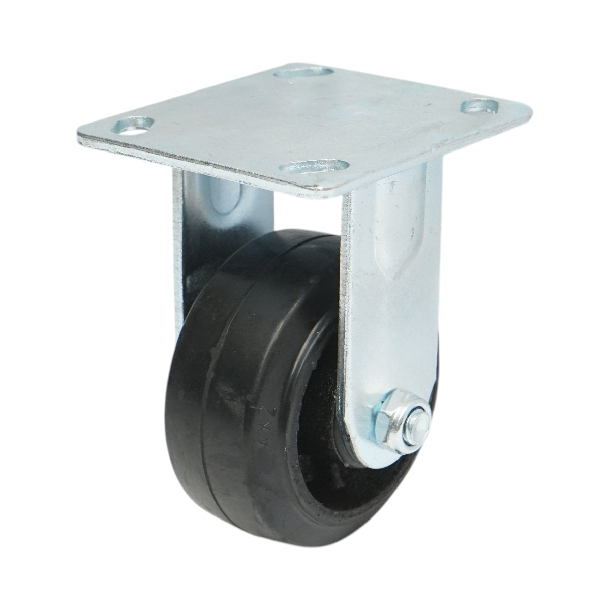 Rögzített ipari kerék 100x50mm fék nélkül, fekete tömör gumi, 115x100mm acéllemez 100kg