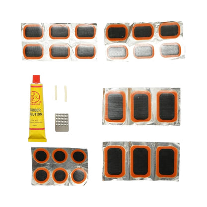 24 darabos gumijavító folt szett,  gumifolt, defektjavító, gumikhoz és belső tömlőkhöz 24x35mm, 25mm, 32x50mm + 1 db 20ml ragasztó tubus