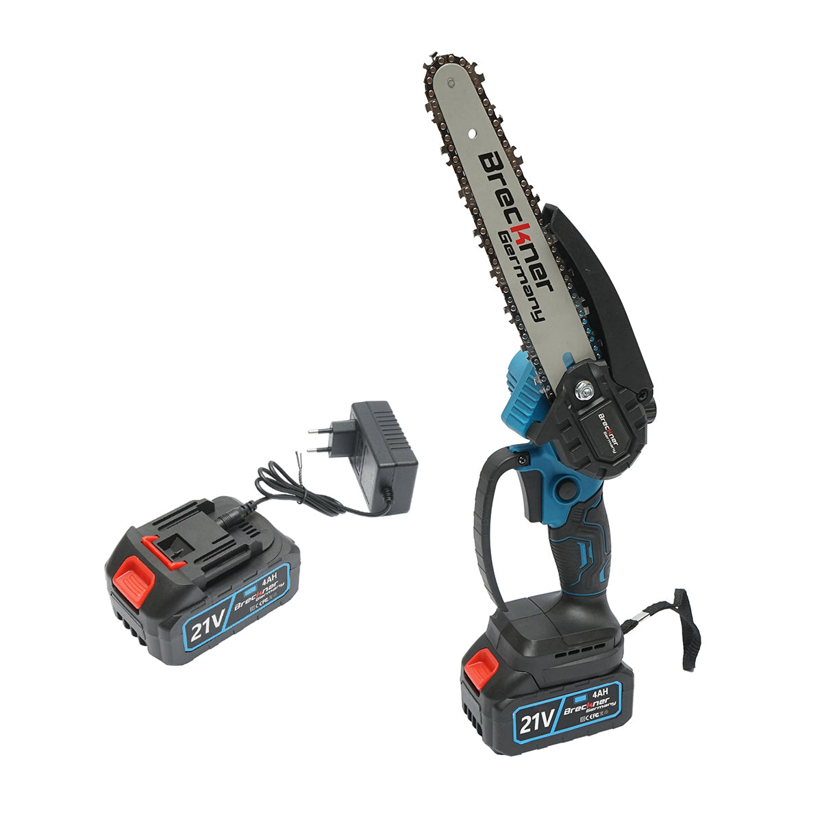Mini elektromos fűrész 700W, 2 Li-ion akkumulátorral 21V/4Ah, 200mm (8 inch) Breckner Germany