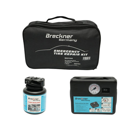 Gumiabroncs javítókészlet 12V kompresszorral és 450ml tömítőfolyadékkal Breckner Germany