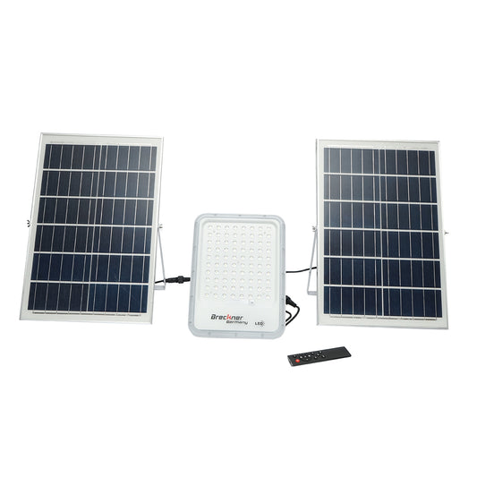 LED lámpa napelemekkel 50W napelemes projektor 150W távirányítóval, akkumulátor 3,2V/40Ah Breckner Germany