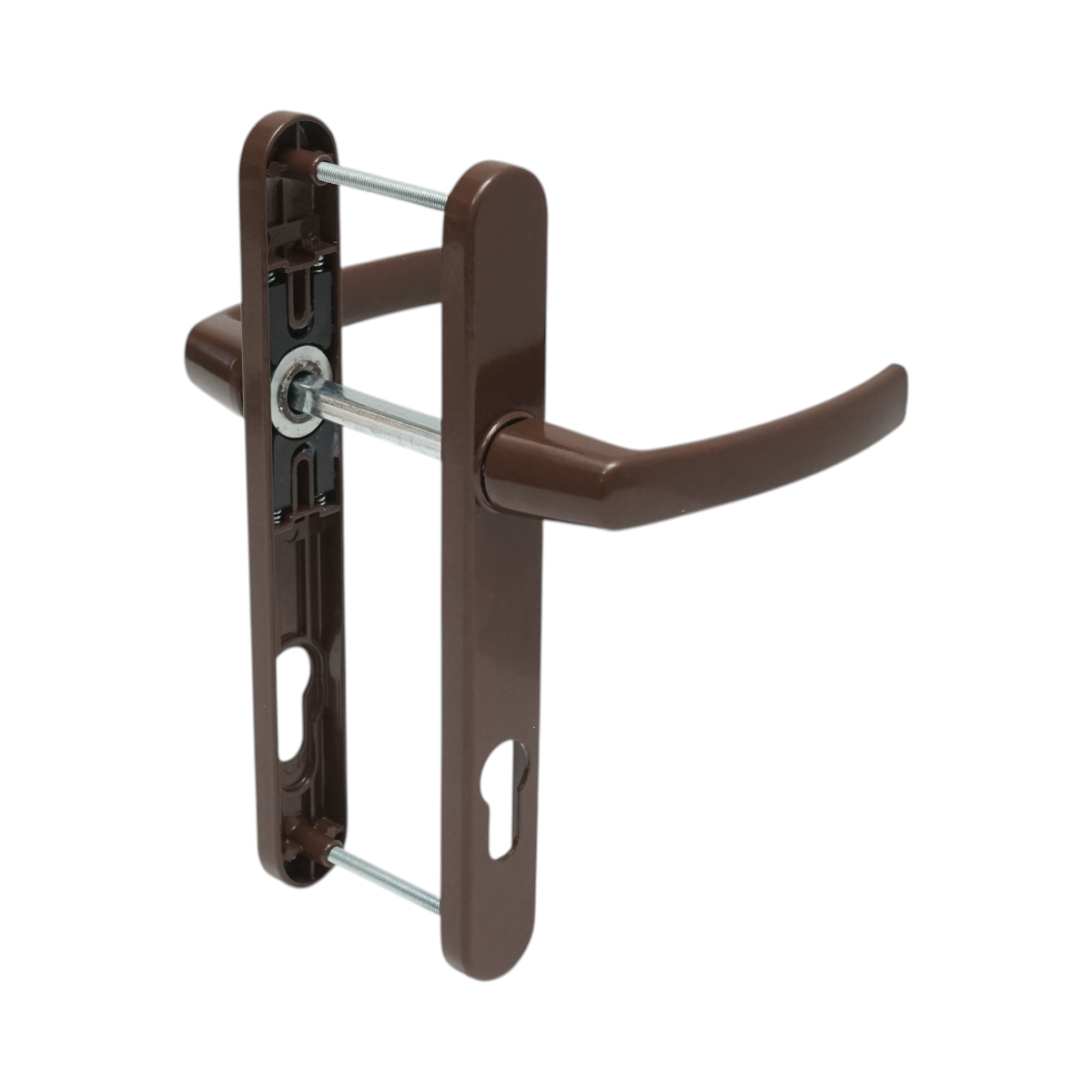 PVC hőszigeteléses ajtókilincs szett barna 28x220mm-es zárbetéttel