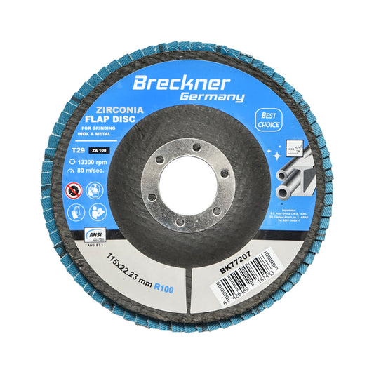 Cirkónium-dioxid csiszolókorong fém polírozáshoz, rozsdamentes acél P100, 115mm Breckner Germany