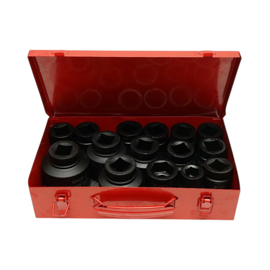 Breckner Germany ütve csavarozó fej készlet, Ütődugókulcs készlet  rövid 22-36mm és hosszú 38-60mm, 1 inch négyzet Cr-Mo 15 darab