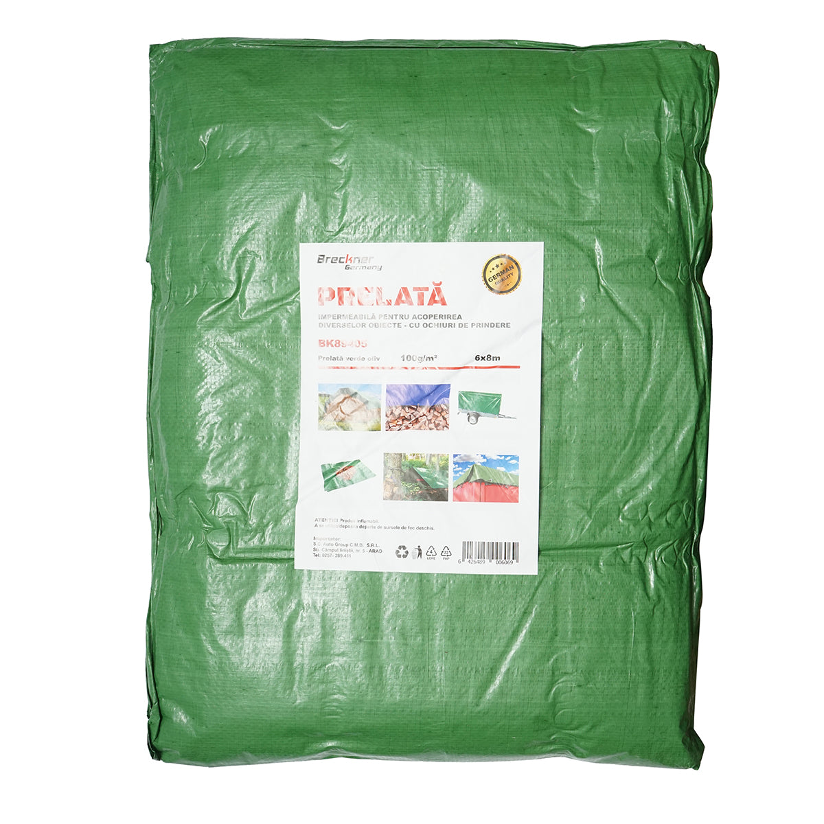 Hálós ponyva 100g/m2 zöld 6x8m Breckner Germany