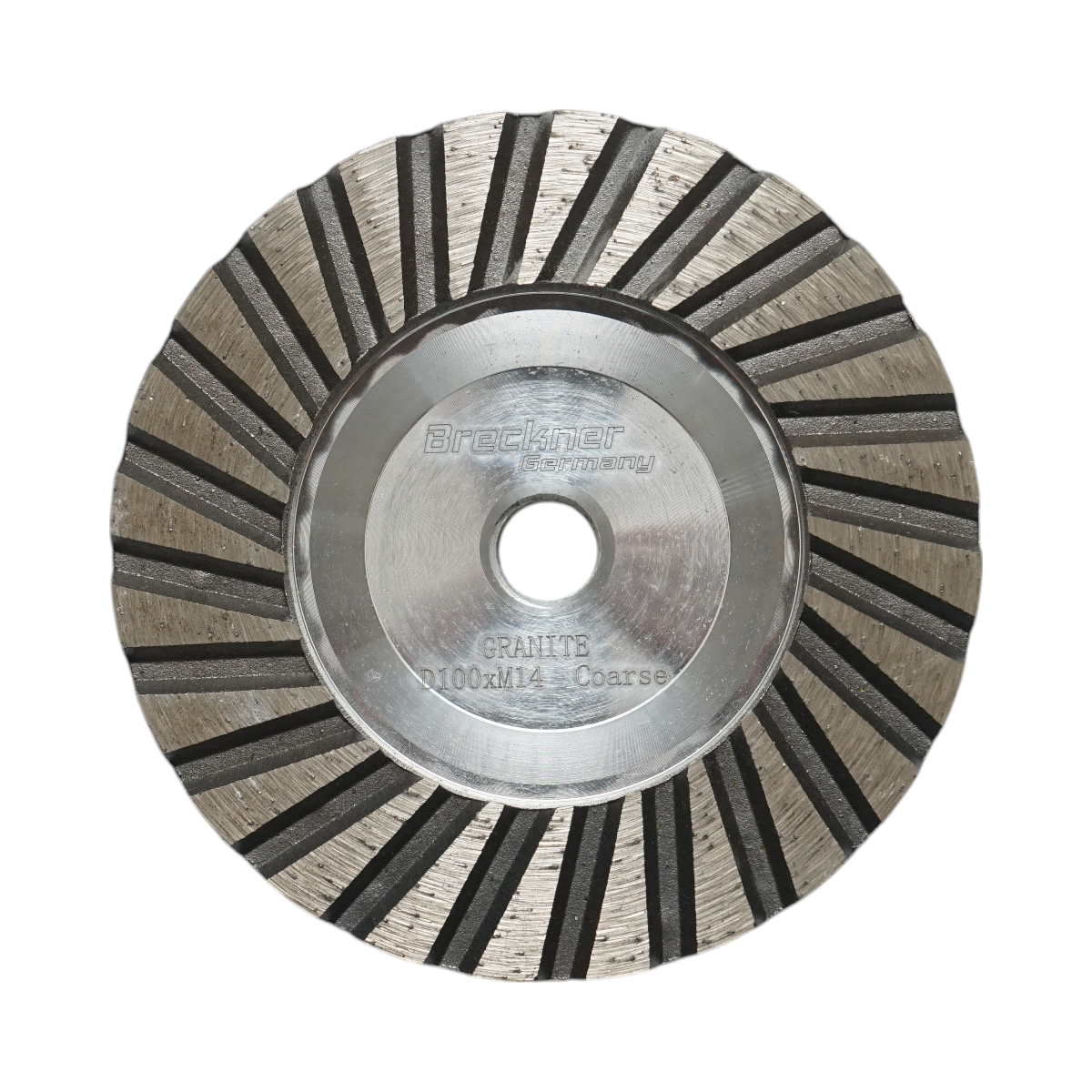 Turbo szegmentált gyémánttárcsa 100mm csésze típusú, M14 menet, alumínium durva gránit csiszoláshoz Breckner Germany