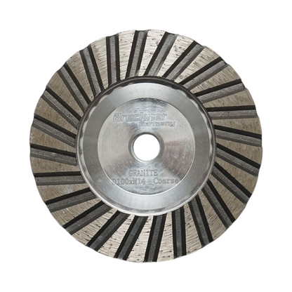 Turbo szegmentált gyémánttárcsa 100mm csésze típusú, M14 menet, alumínium durva gránit csiszoláshoz Breckner Germany