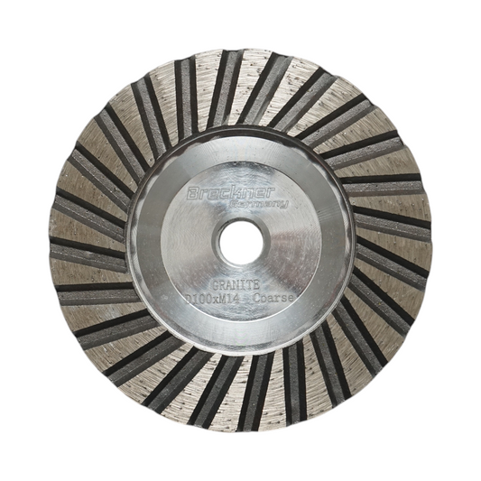 Turbo szegmentált gyémánttárcsa 100mm csésze típusú, M14 menet, alumínium durva gránit csiszoláshoz Breckner Germany