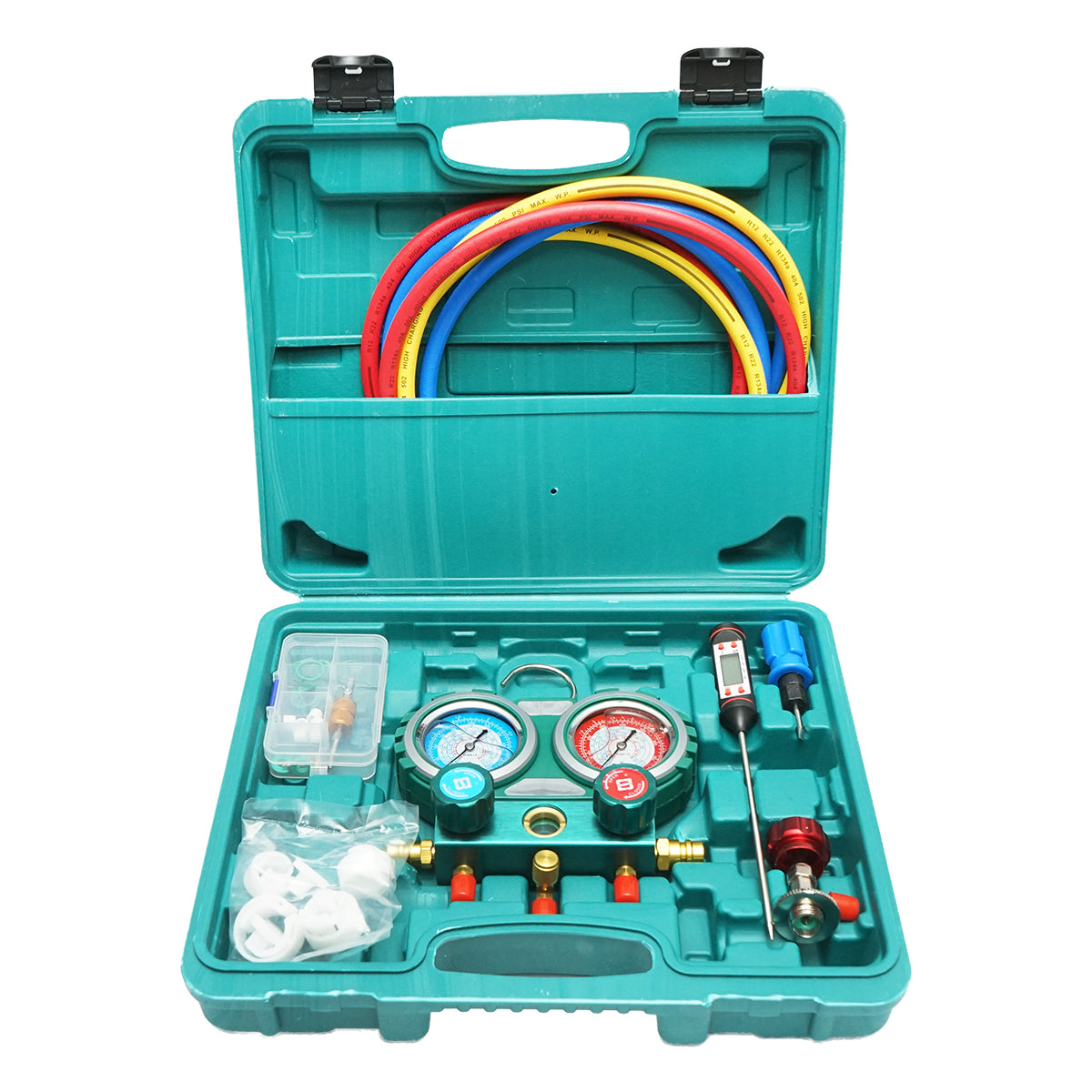 Autóklímaberendezés ellenőrző és töltő készlet, Freon R22, R32, R134a, R410a, R134a, R410a