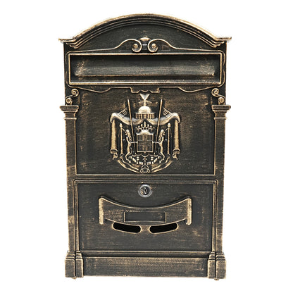 Antik aranyozott postaláda 410X260X90mm 2 kulccsal és rögzítő tartozékokkal