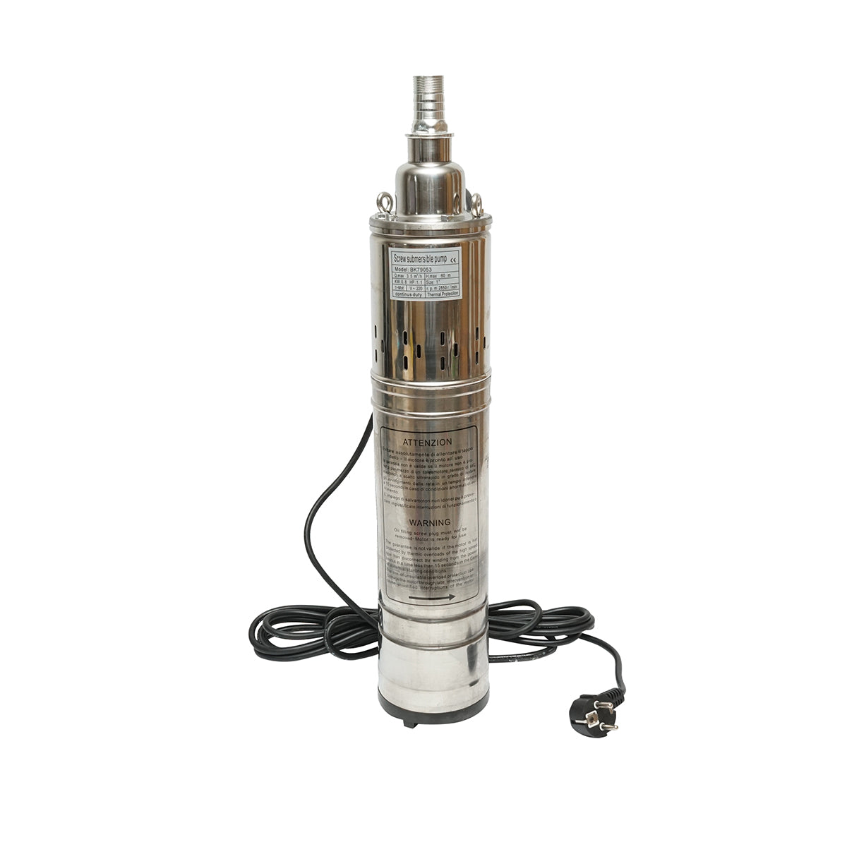 Merülő vízszivattyú 800W/1.1HP, 220V, D100mm, 58L/min H60m, 2850 rpm Breckner Germany