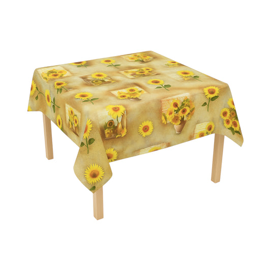 Dekoratív terítő PVC 1.37x20m, vastagság 0.18mm, textil 45 g/mp, napraforgó mintás Breckner Germany