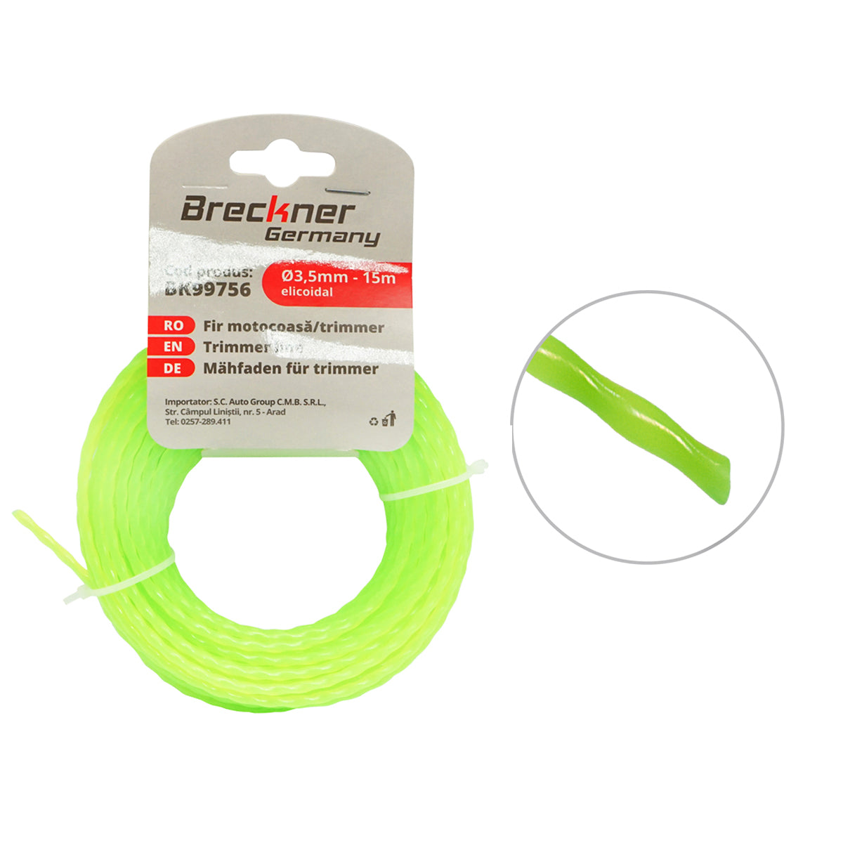 Fűkasza damil, spirál 3.5mm x 15m Breckner Germany