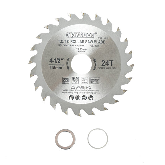 Kör alakú tárcsa fához 115x22,23mm, max. fordulatszám 13000rpm, 24 fog Crownman