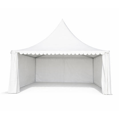 Pagoda típusú rendezvénysátor 6x6m, fehér UV-álló vízhatlan, PVC 950g/m2 tetőzet, alumínium keret 64x64x3mm