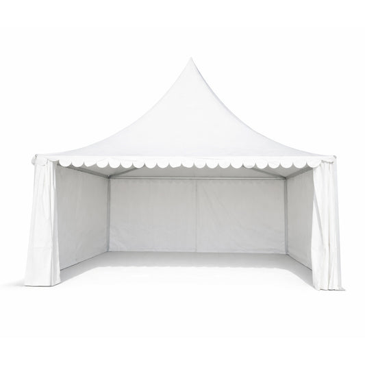 Pagoda típusú rendezvénysátor 6x6m, fehér UV-álló vízhatlan, PVC 950g/m2 tetőzet, alumínium keret 64x64x3mm