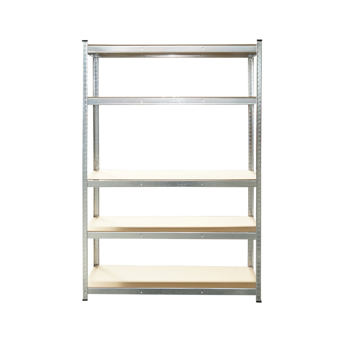 Salgó polc, fém polc, 5 MDF polccal, 180x120x40cm, 250kg/polc, csavar nélküli szerelés, horganyzott