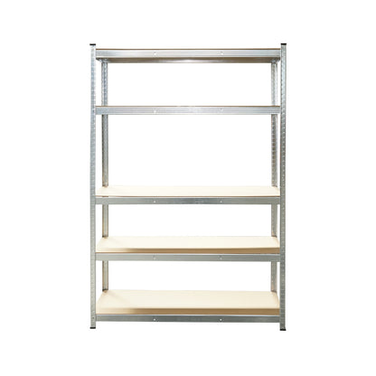 Salgó polc, fém polc, 5 MDF polccal, 180x120x40cm, 250kg/polc, csavar nélküli szerelés, horganyzott