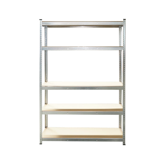 Salgó polc, fém polc, 5 MDF polccal, 180x120x40cm, 250kg/polc, csavar nélküli szerelés, horganyzott