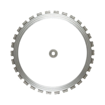 Disc inelar diamantat segmentat 510mm, 30 dinti, caneluri interioare cu rola antrenare pentru masina de taiat beton Breckner Germany