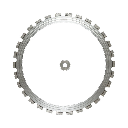 Disc inelar diamantat segmentat 510mm, 30 dinti, caneluri interioare cu rola antrenare pentru masina de taiat beton Breckner Germany